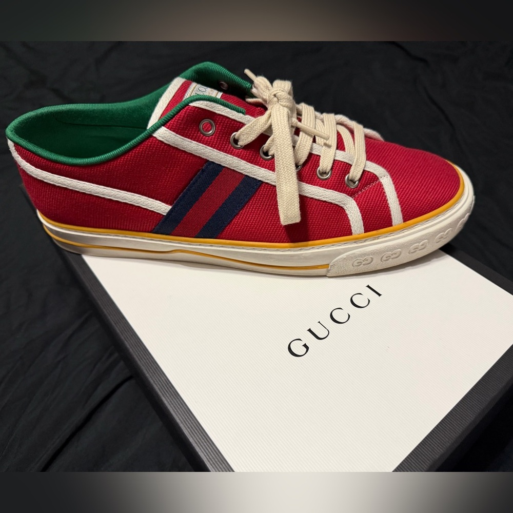 Gucci Red and Green Canvas Sneakers - Picture 2 of 4
